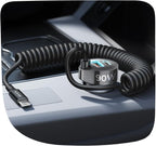 Car Charger with 45W Built-in USB-C 36 inch Coiled Cable, 90W Multi-Port Fast Charging Cigarette Lighter Adapter for iPhone 17/16/15 Pro Max, Samsung Galaxy S26 Ultra, Black | Car Charger USB C Fast Charge Adapter,Super Fast for Men Women, Car Ac...