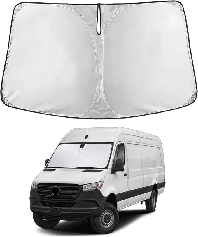 Windshield Sunshade Compatible for Freightliner/Mercedes Benz Sprinter 2007-2024 2025 2026, Sun Visor for Front Windshield & Window Sun Shade Cover, UV Heat Protector, Car Accessories