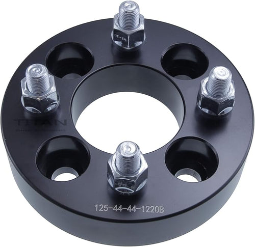 1 Inch Golf Cart Wheel Spacer Compatible with EZGO, Club Car, Yamaha Golf Cart - 4x4 Bolt Pattern, 66mm Hub Bore, 1/2x20 Studs, Billet Aluminum, Black - Pair