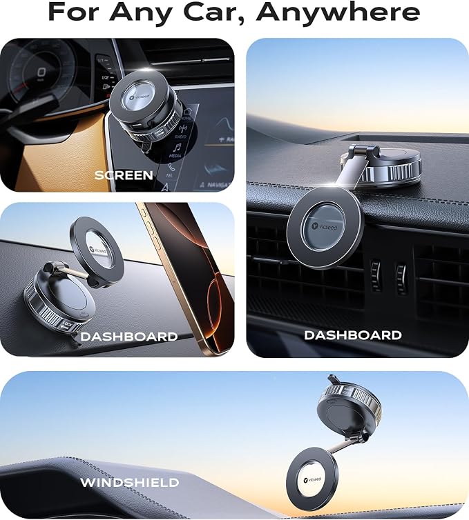 2026 Upgraded Car Phone Holder for Magsafe Car Mount [85 LBS Strongest Suction] Vacuum Magnetic Phone Holders for Your Car 360° Adjustable Car Phone Mount for iPhone 17 Pro Max 16 15 14 13 12