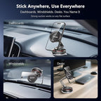 for MagSafe Car Mount [3-Axis] Nano Adhesive Gel + Strong Suction Cup Magnetic Phone Holder for Dashboard & Windshield, 360° Adjustable for iPhone 17 16 15 14 13 12, Samsung, Matte Black