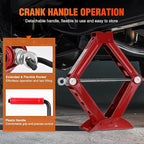 Scissor Jack for Car 1.5 Ton (3307 lbs), Heavy Duty Steel Scissor Lift Jack Car Kit with Crank Handle for Sedan SUV MPV Tire Changing, 3.18''-13.6'' Lifting Range Portable Small Jack, Red