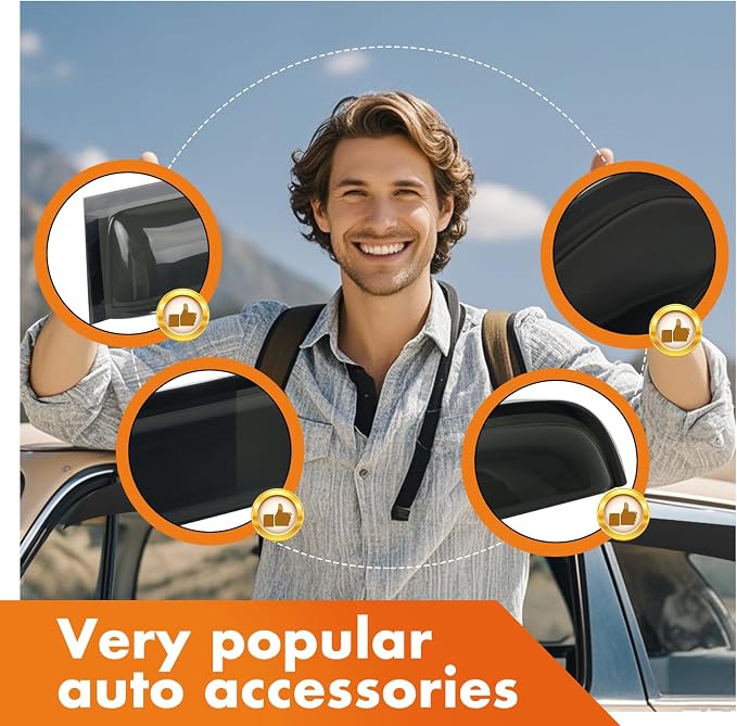 4Pcs Set Tape-On Rain Guards Window Visors for Hyundai Sonata 2020-2024 Window Deflectors Black