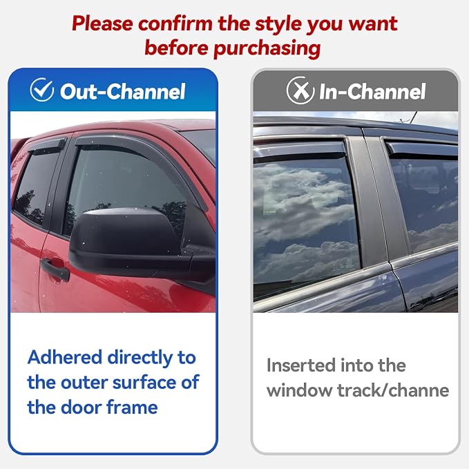 Window Visors Rain Guards for 2006-2010 Jeep Commander, Out-Channel Window Vent Wind Deflectors Visors Shades for 06-10 Jeep Commander