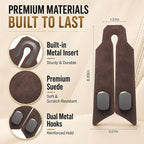 2Pcs Car Headrest Hooks with Premium Leather, Upgraded Double Metal Hooks with Anti-Drop Design, Universal Back Seat Hanger for Bags, Coats, Purses and Groceries (Classic Brown)