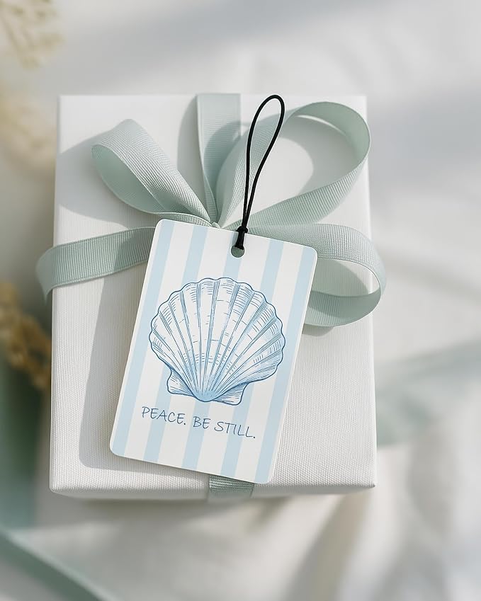 Blue Beach Christian Car Air Freshener 4 Pcs Coconut Scented, Coastal Shells Religious Car Accessories Mirror Decor for Women, Christian Hanging Air Freshener for Cars Closet Drawer Books