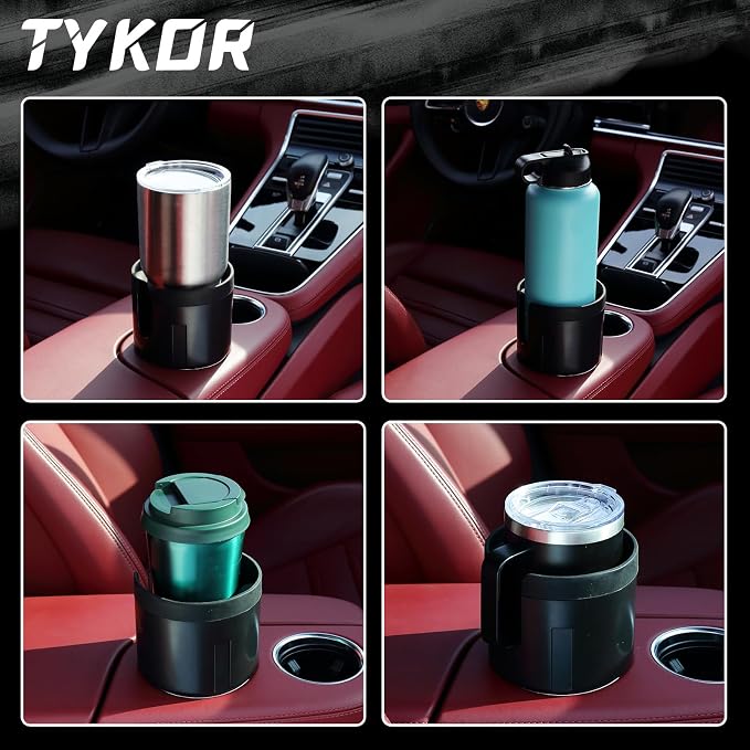 Car Cup Holder Expander Adapter, Extender for Car with Offset Base | Compatible with Yeti 14/24/36oz, Owala 12/24/40oz, Other Large Water Bottles and Mugs in 3.2"-4.0"