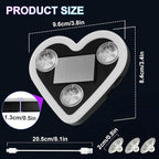 Heart-Shaped LED Neon Light | Solar and USB Rechargeable | 1 Pack Pink Car Interior Lights with Suction Cups | 40 High-Brightness LEDs Car Ambient Light, 5 Modes