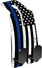 Car Headrest Purse Hanger Grunge Blue and Black American Flag 1 Pack Bag Purse Holder for Car Premium Leather Double Metal Hook for Handbags, Grocery Bags and Phones