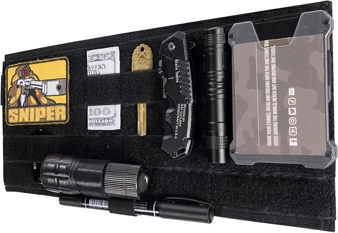 Molle Visor Panel Organizer, Tactical Car Sun Visor Organizer Molle Patch Panel Vehicle Visor Storage Holder Pouch, Molle Webbing with Hook-and-Loop Straps for Cars, Trucks, Suvs etc.