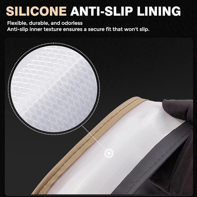 Car Steering Wheel Cover, Microfiber Leather Steering Wheel Covers with Anti-Slip Lining, Breathable Elastic Car Steering Wheel Protector, Universal Standard Size 14-15 inch