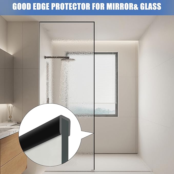 Rubber Edge Trim, Flexible Baby Proof Edge Protector, 5/16"(8.0mm) U Channel Edge Trim, Self-Adhesive Edge Guards for Plywood, Glass, Flexi-Glass, 20Ft, Black