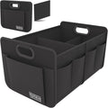 Car Trunk Organizer for SUV, 15.5Gal Large Capacity No-Sag Heavy Duty, Foldable Waterproof Anti-Slip Storage with 12 Pockets, Fit Sedan,Truck, Universal Car Accessories, Black, 2 Compart,Medium