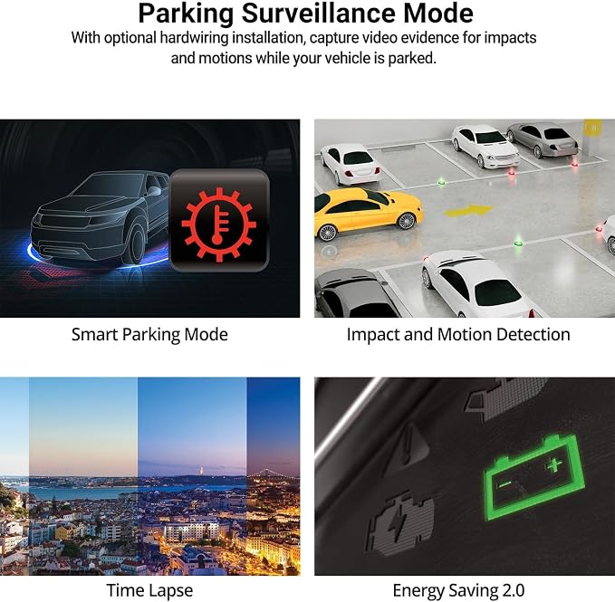 Q200 2K 1440P QHD Dash Cam for Cars, WiFi, WDR, Speed Red Light Cam Alerts, ADAS, 256GB Max, Parking Monitor, Super Night Vision (Free 32GB, 12V Cigar, Hardwiring Cable) (1CH Front)