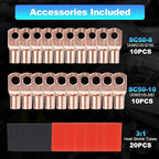1/0 Gauge Wire 1/0 AWG Battery Cable (20FT Red+20FT Black), Copper Clad Aluminum CCA Amp Wiring Kit, Automotive Wire with Terminals Connectors, for Car Audio Speaker, Marine, RV Trailer
