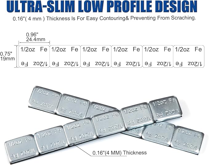 Upgraded Wheel Weights 1/2oz, 0.5oz - 126PCS Adhesive Stick on Wheel Weights, 63oz/Box, Perfect for Cars/Trucks/SUVs/Motorcycles