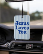Blue and Green Christian Car Air Freshener 4 Pcs for Women Girls | Religious Jesus Car Accessories Mirror Decor, Preppy Christian Hanging Air Freshener for Cars Closet Drawer Books