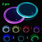 LED Cup Holder Lights, 2pcs LED Car Coasterss with 7 Colors Luminescent Light Cup Pad, USB Charging Cup Mat for Drink Coaster Accessories Interior Decoration Atmosphere Light.