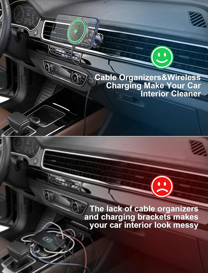 for iPhone Magsafe Car Mount Charger, Wireless Car Charger Magnetic Car Phone Holder for Dash Air Vent-LED HandsFree Car Mount Fast Car Charger for iPhone 17/16/15/14/13/12 Series