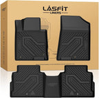Floor Mats for Hyundai Sonata Gas & Hybrid 2019 2018 2017 2016 2015 & KIA Optima 2016-2020, All Weather TPE Custom Fit Car Accessories Floor Liners 1st & 2nd Row Car Mats, Black