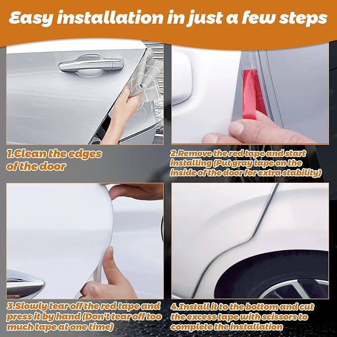 RAINFLOW Car Door Edge Guards - 16.4Ft(5M) Car Door Protector,Rubber Seal Protector U Shape Edge Trim Fits Most Vehicles, Trucks SUVs Sedans,Self-Adhesive,Easy to Cut,DIY Installation Clear