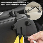 Car Seat Headrest Hooks, 4-in-1 Sturdy Car Seat Back Hanger Multifunctional Hanging Holder, Heavy Duty Auto Storage Hook Organizer for Handbags Purses Coats Grocery Bags