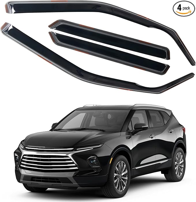 in Channel Rain Guards Fit for Chevrolet Chevy Blazer 2019 2020 2021 2022 2023 2024 2025 2026, Smoke Tinted Side Window Wind Deflectors, Vent Window Visors Shades Shield, 4pcs
