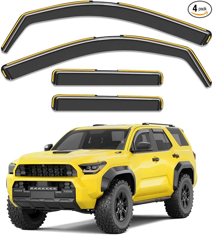 in-Channel Window Rain Guards Fit for Toyota 4Runner 2025 2026 Rain Guards Extra Durable 4 Runner Window Deflectors Visors Vent Visors Shades Car Accessories -4 pcs