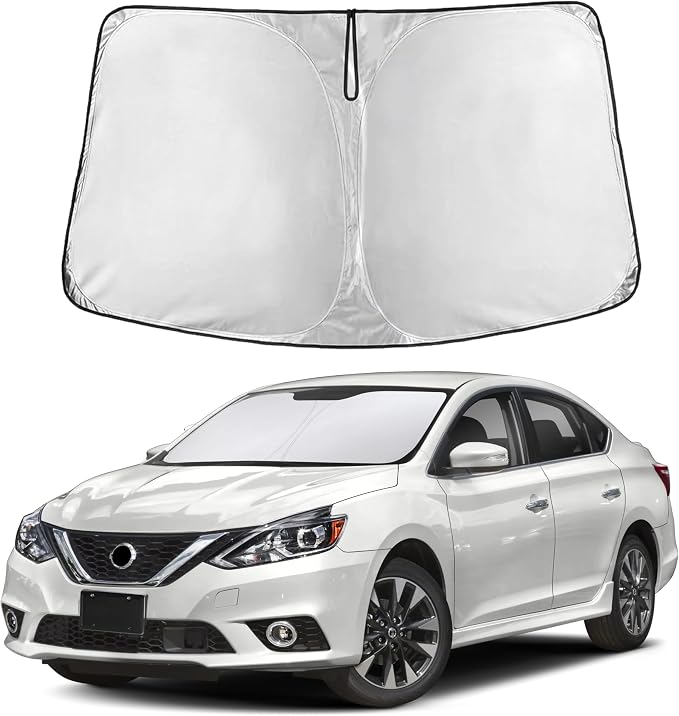 Windshield Sunshade Compatible for Nissan Sentra 2013-2017 2018 2019, Sun Visor for Front Windshield & Window Sun Shade Cover, UV Heat Blocker & Protector, Car Accessories