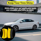 2 Pack Tire Shine Applicator Pads, Reusable Tire Dressing Applicator Sponge, Curved Tire Gel Applicator Forms with Lid, Yellow Tire Applicator Pads for Car Cleaning Detailing