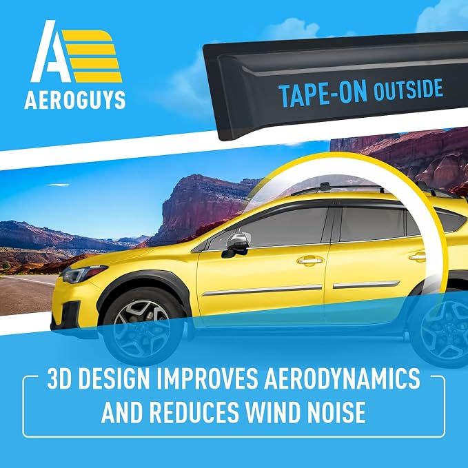 Extra Durable Window Deflectors Tape-On Window Visors Rain Guards Fit for Subaru XV Crosstrek 2018-2023, Sun Visors, Wind Vent for Shades, Exterior Car Accessories - 6pcs. AG0297