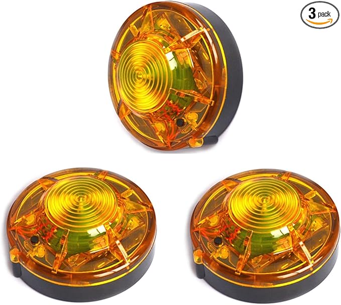 3 Pack LED Road Flares Roadside Flashing Emergency Lights Beacon with Magnetic Base for Vehicle and Outdoor Sports.(Yellow)