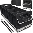 Trunk Organizer - 95L Extra Large Capacity SUV Cargo Storage, Collapsible Waterproof Design with Non-Slip Bottom & Retractable Straps, Car Organizers for SUV, Truck, Sedan