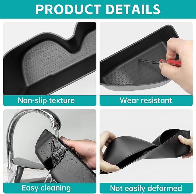Door Side Storage Box Compatible with 2019-2025 Toyota RAV4 Accessories, Front & Rear 4PCS Door Handle Insert Organizer Tray, TPE Phone Pockets Fit for RAV 4 RAV-4 Accessories