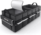 Trunk Organizer - Car Organizer with Built-In Leakproof Car Cooler, Collapsible Trunk Organizer with Cooler for SUV, Sedan, with Base Panel (3 Compartments, Black), 35.4"×14.2"×10.6"