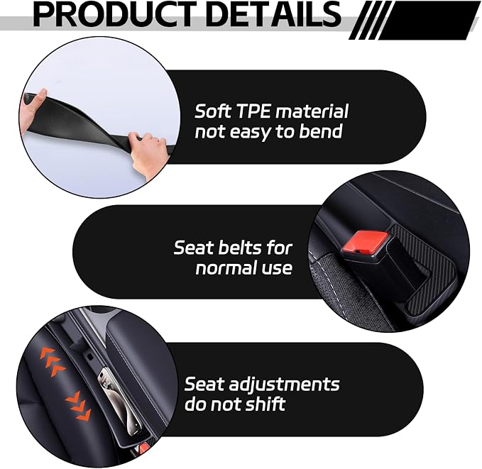 2PCS Car Seat Gap Filler Organizer, Multifunctional Seat Gap Storage Box for Phone Key, Stop Things from Dropping Between Seat and Console, Universal Interior Car Accessories (Red)