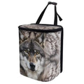 Wolf Print Car Trash Can with Lid, Leak Proof Auto Trash Bag Hanging Vehicle Garbage Can Multipurpose Storage Container for Back Seat Road Trip