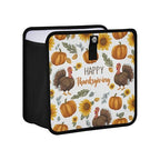 Car Trash Can Organizer Bin with Adjustable Strap for Back Front Seat Console Waterproof Leakproof Collapsible Portable 11 Inch Thanksgiving Turkeys Sunflowers White