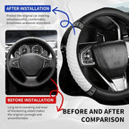 Bling Car Steering Wheel Cover, 15 Inch Rhinestones Soft Leather Elastic Steering Wheel Protector, Sparkly Crystal Diamond for Women, Car Interior Accessories for Most Cars (White)