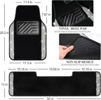 Bling Diamond Car Mats Shining Carpet Crystal Rhinestones Sparkly Glitter Floor Mats with Anti-Slip PVC Heel Pad Universal for Automotive SUV, Sedan, Van, 3pcs for Girl Women, Black Silver