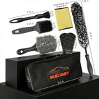 8PCS Car Wheel Brush kit,Wheel Cleaner Brush, Microfiber Cleaning Cloth,Soft Bristle Rim Brush,Tire Polishing Application Pad,Drying Towel.Tire Cleaning Brush Kit for Trucks, Cars, RVs
