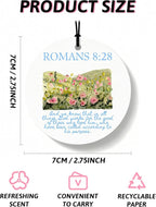 Blue Christian Round Car Air Freshener 4 Pcs, Coquette Blue Bow Bible Verse Religious Hanging Air Freshener for Cars Closet Drawer Books, Christian Girly Car Accessories Mirror Decor for Women