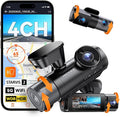 N5S 4 Channel 360 Degree 2.7K Dash Cam, 4CH STARVIS 2 Night Vision, 2.7K+1080P*2+1440P Front Rear Inside Dashcam, 24/7 Buffered Parking Mode, WiFi, Voice Control, Dual GPS, Support 1TB Max