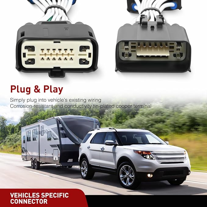4 Pin Trailer Wiring Harness Kit 56172 Vehicle Side Custom for 2011 2012 2013 2014 2015 2016 2017 2018 2019 Ford Explorer Police Interceptor Utility Simple Fit Tow Hitch Accessories