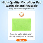 Windshield Cleaner Tool with 6 Reusable Magic Fiber Pads & Spray Bottle, Removable Handle Car Window Wiper Kit for Interior/Exterior Glass, Trucks, SUVs, RV (Dry & Wet Use)