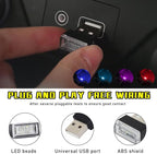 4 PCS USB LED Car Interior Atmosphere Lamp, Plug-in USB Decor Night Light, Portable Auto Ambient Lighting Kit, Universal Vehicle Interior Accessories for Most Cars (Blue+Ice Blue+Red+Purple)