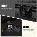 2PCS Sunglass Holder for Car Visor, Faux Leather Eyeglass Holder Clip for Car Sun Visor Organizer, Universal One Handed Operation Sun Glass Hanger, Car Interior Accessories for Women Man