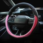 Microfiber Leather Steering Wheel Cover Large-Size for F150 F250 F350 Ram 4Runner Tacoma Tundra Range Rover Model S X with 15 1/2 inches-16 inches Outer Diameter Pink