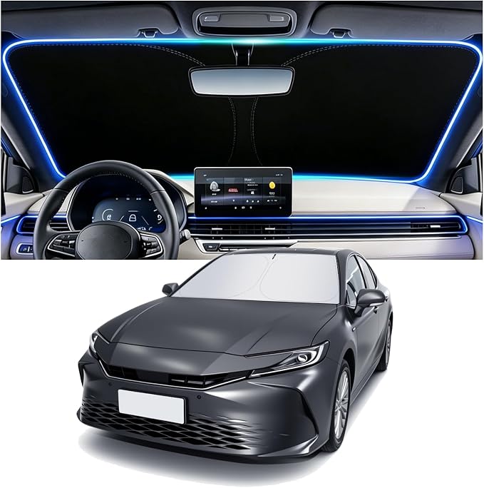 Car Windshield Sun Shade Compatible with Toyota 2025-2026 Camry,Oxford Cloth Windshield Cover Sun Shade with Storage Bag,Foldable Sunshade for Car Windshields Keeps Interior Cool