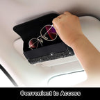 Bling Sunglasses Holder for Car Sun Visor, Sparkling Auto Glasses Clip Case Eyeglasses Protective Box, PU Leather Car Sunglass Storage Organizer for Truck, SUV, RV (Black Crystal)